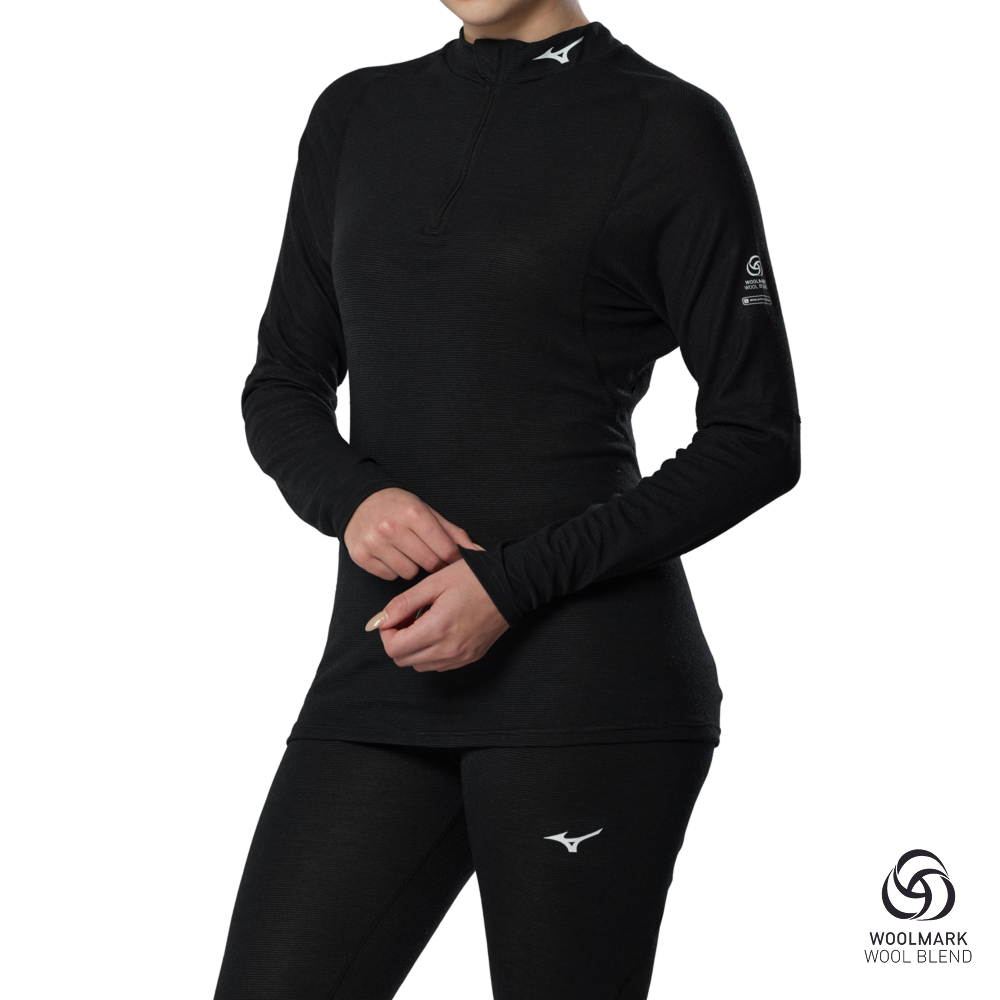 Mizuno Premium Merino Wool Half Zip Noir Femme TailleL